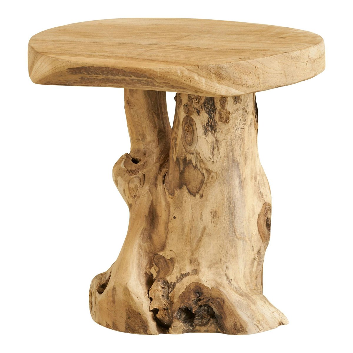 Petite table de salon en teck Ø40 cm, style exotique ARIZONA bois naturel, PIER IMPORT