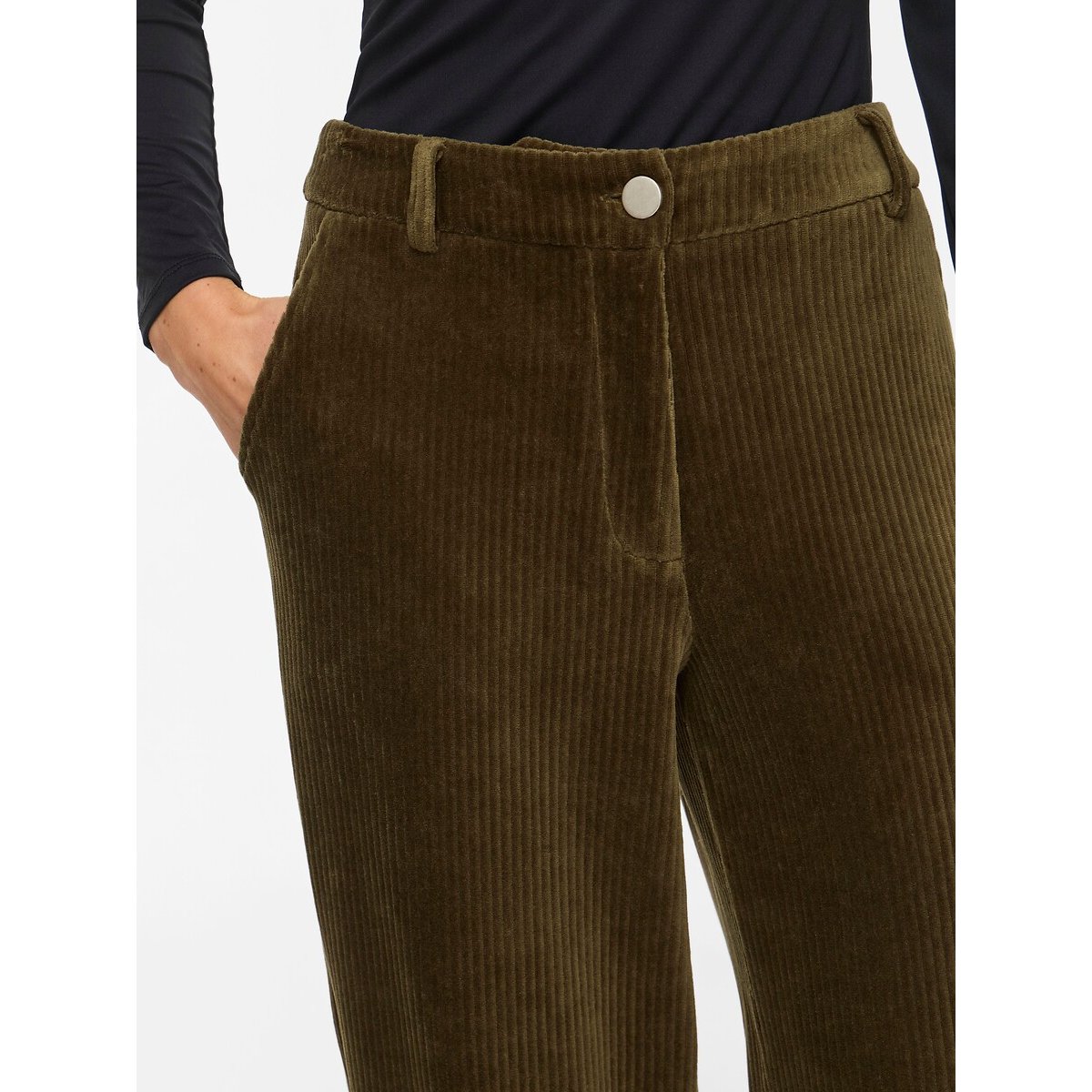 Pantaloni in velluto a coste kaki, VILA
