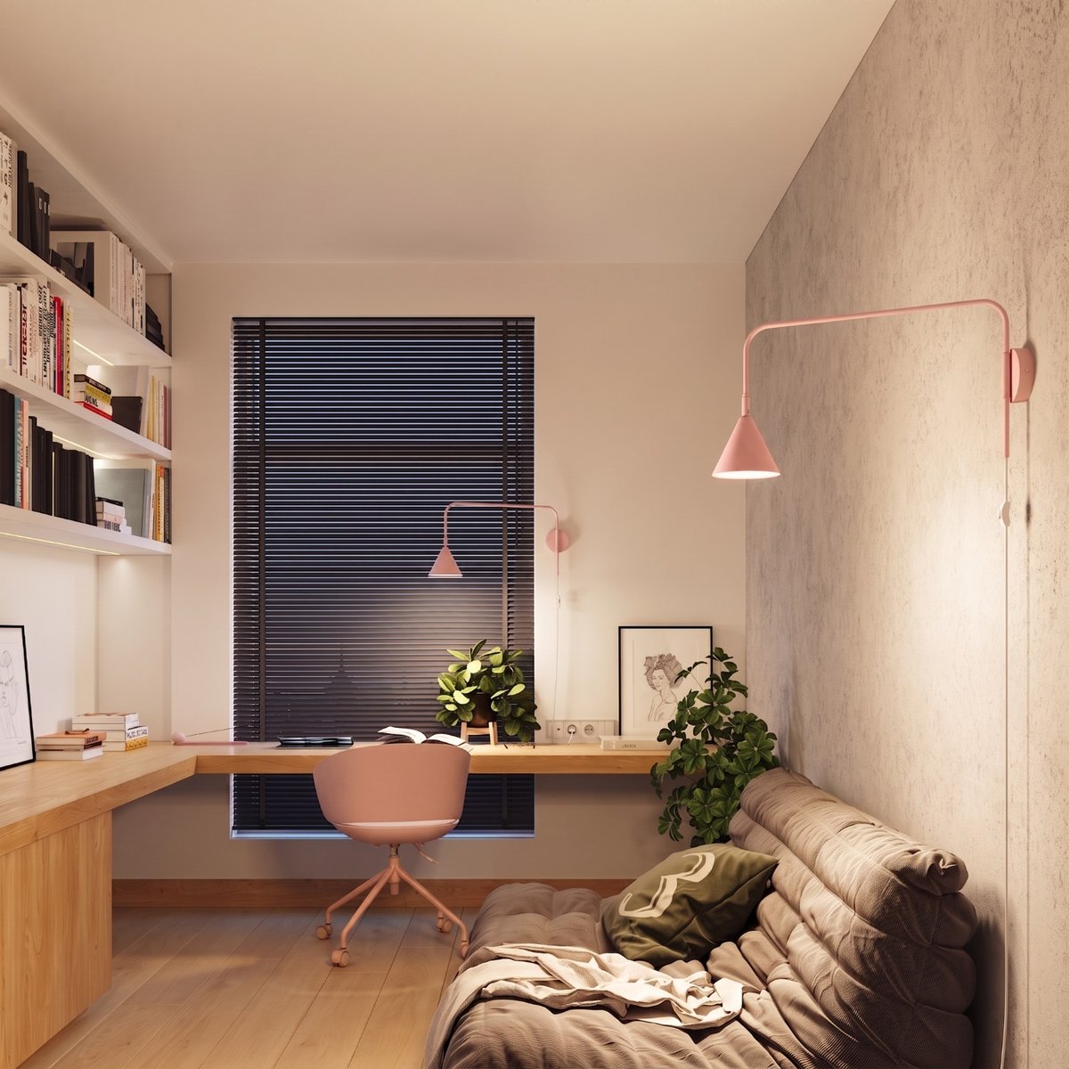 Applique murale Rose E14 1 Nox rose, EDEN