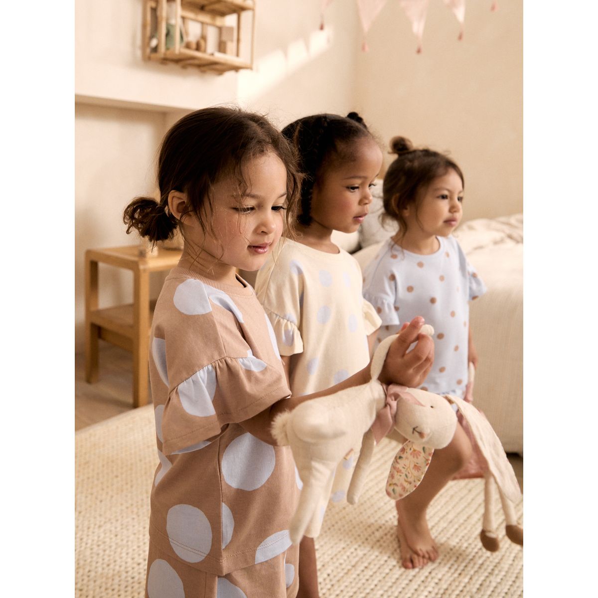 Pyjama short à pois, lot de 3 bleu/marron, NEXT