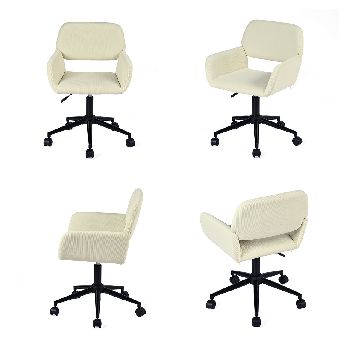Ensemble de bureau pliable avec chaise de bureau, ASCOLIWHEELS+ROSS noyer beige, MEUBLES COSY