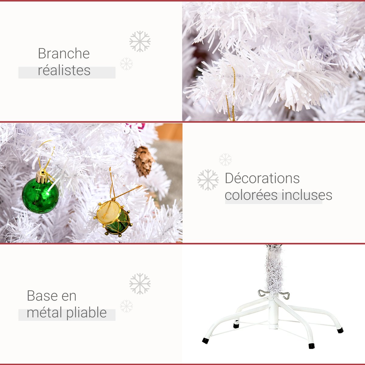Sapin de Noël Plastique Blanc blanc, HOMCOM