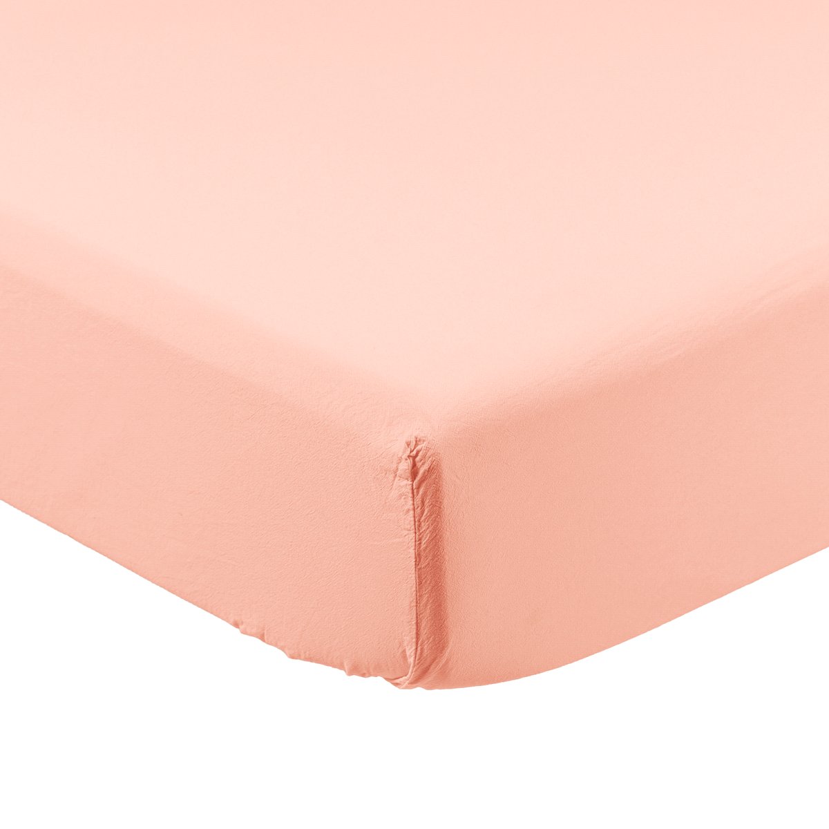 Drap housse coton lavé bio SOUFFLE nectar de peche, CARRE BLANC