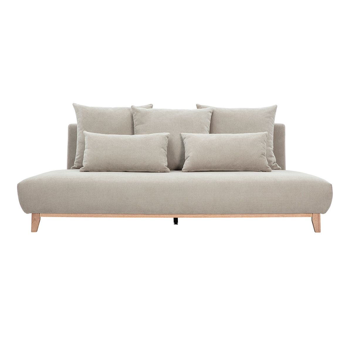 Canapé 3 places en tissu chenille beige et bois clair L201 cm BASTILLE beige, MILIBOO