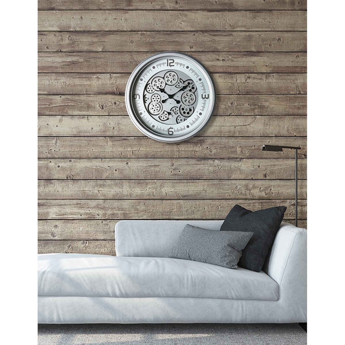 Horloge moderne à mécanismes 52cm argent, EMDE