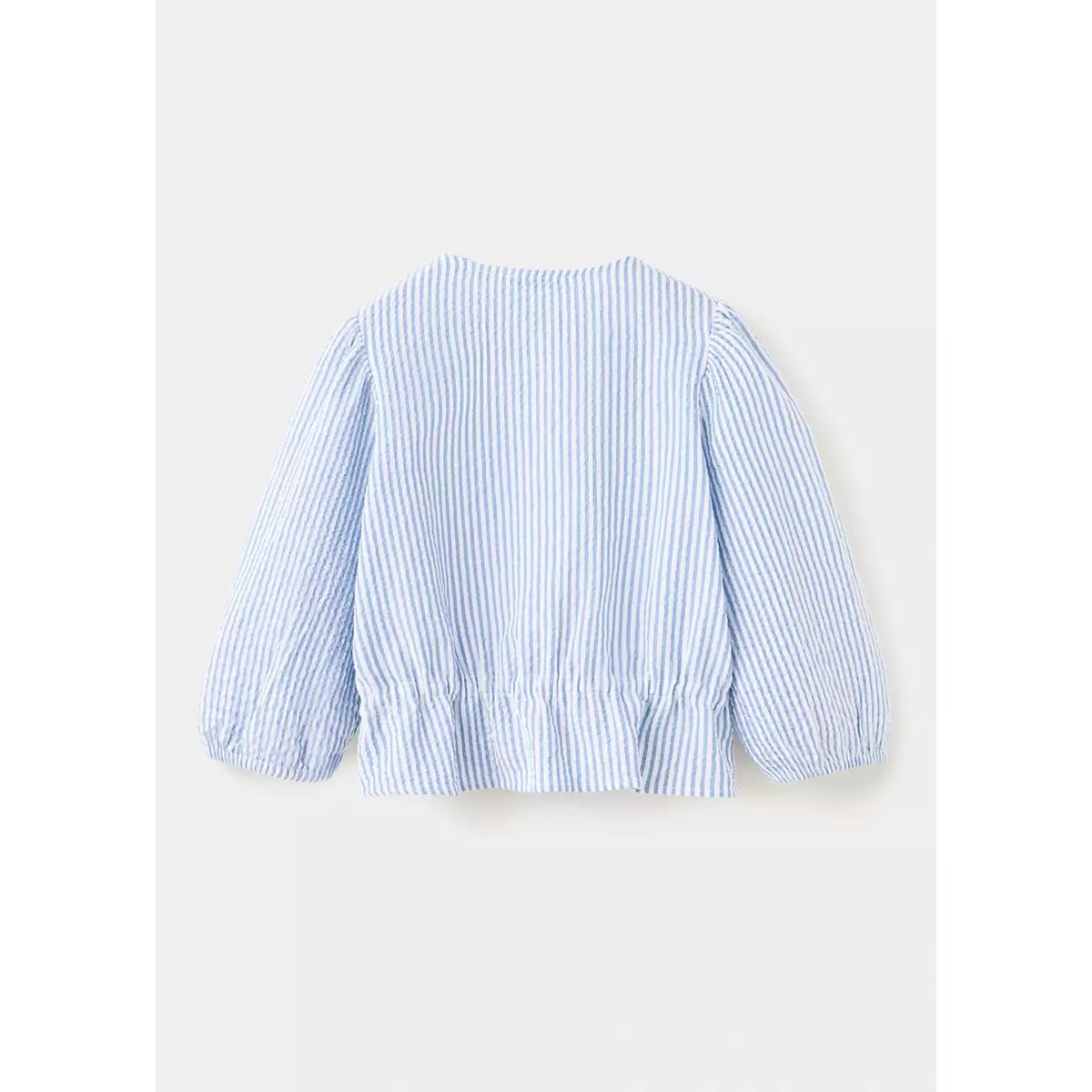Chemise coton froncée à rayures bleu, MANGO KIDS