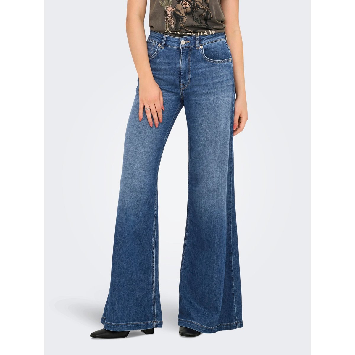 Jean À Jambe Large dark medium blue denim, ONLY