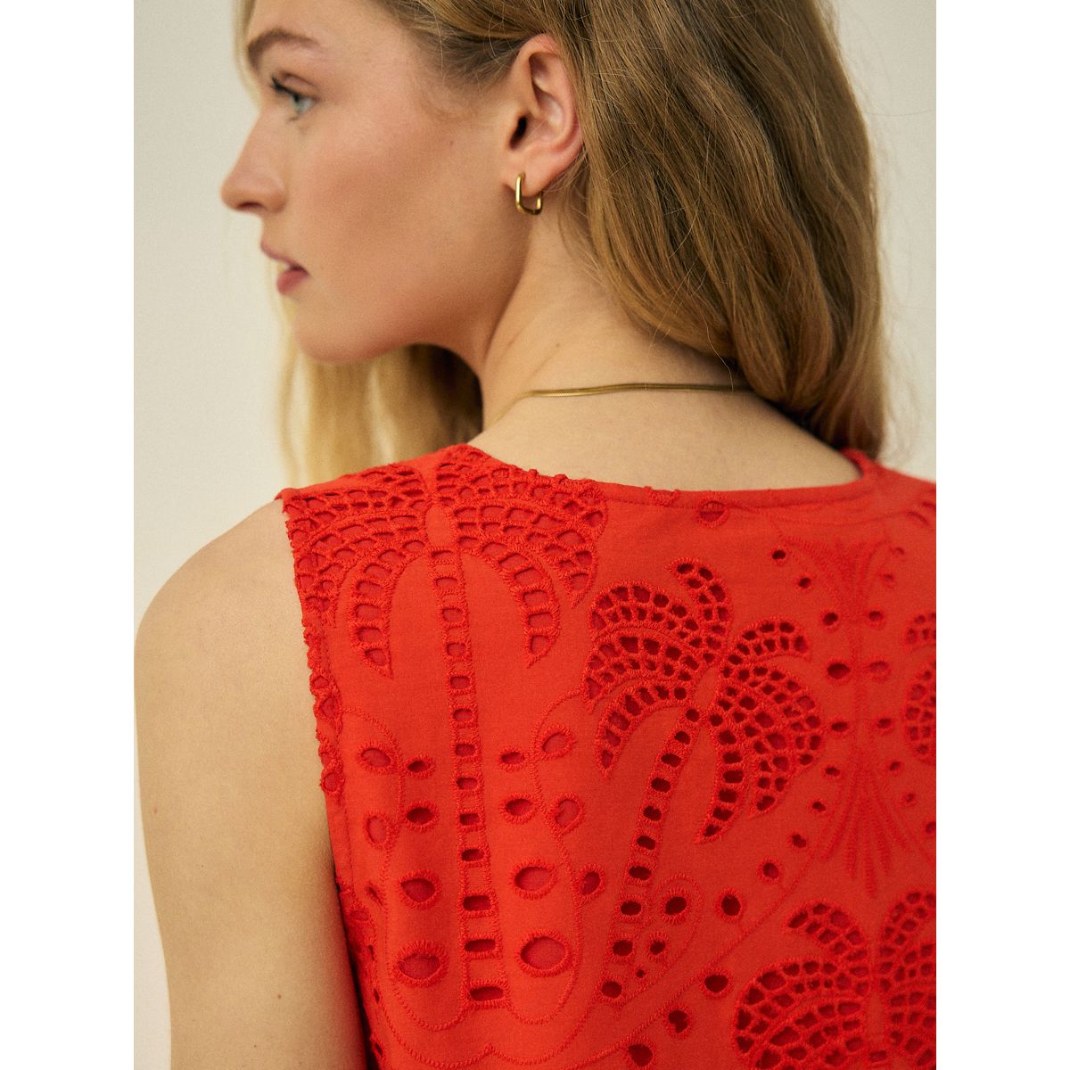 Top à nouer coton broderie anglaise n.premium rouge, NEXT