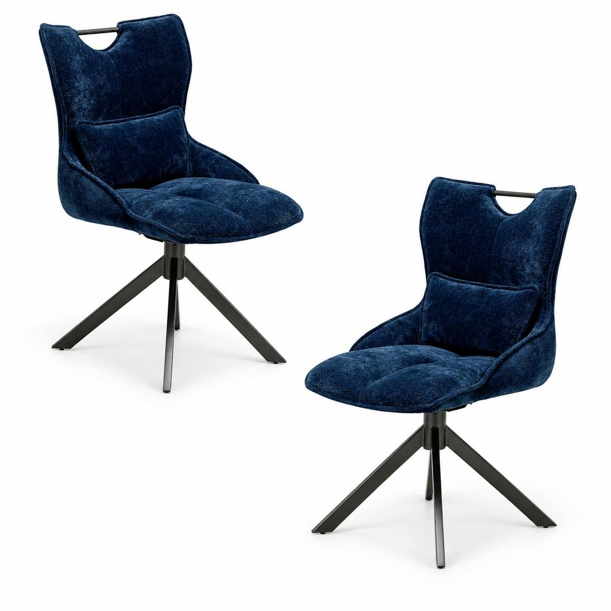 Chaise pivotante coussin et poignée tissu bleu (lot de 2) IENA bleu marine, PIER IMPORT