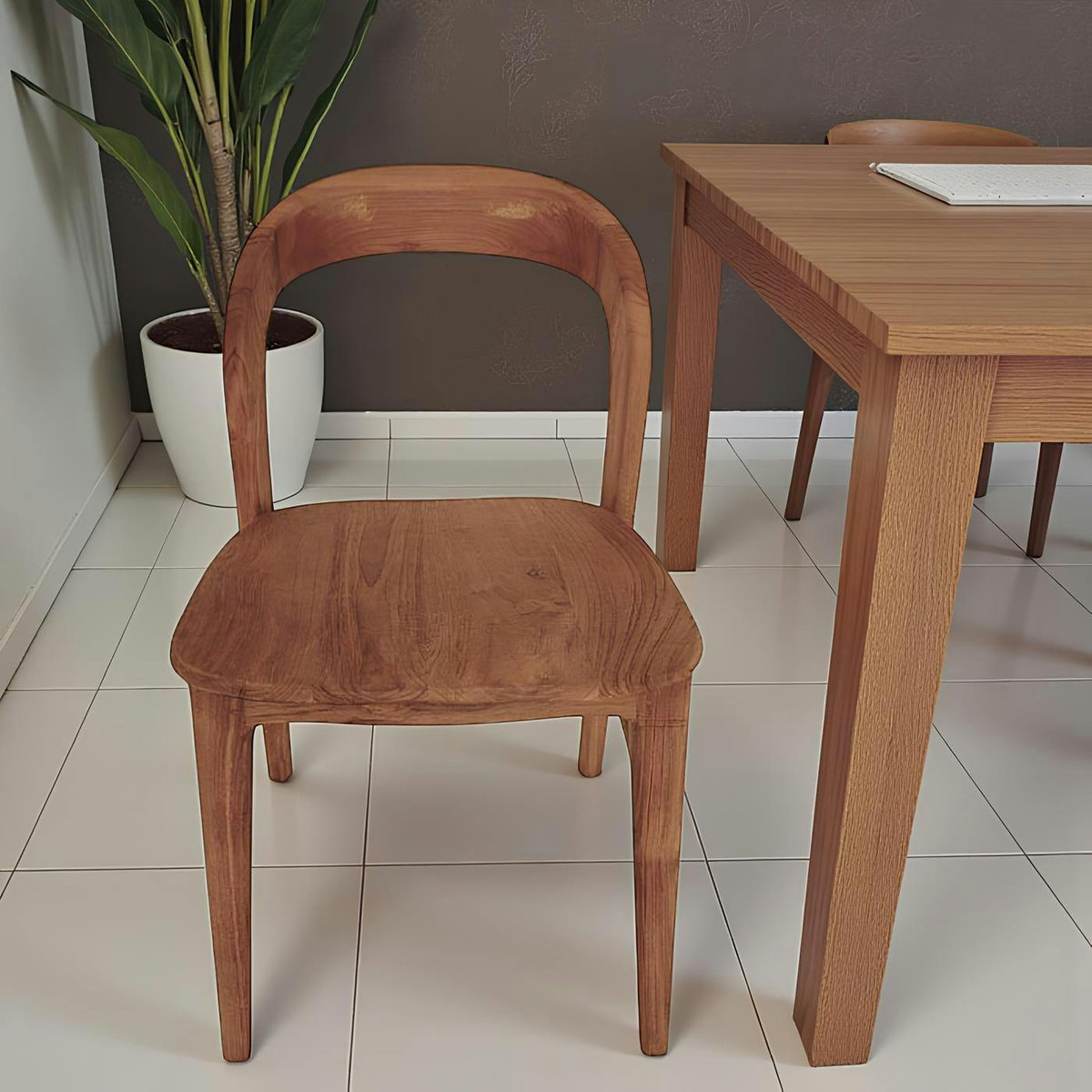 Chaise en teck massif à dossier arrondi (lot de 2) DEPOK bois naturel, PIER IMPORT