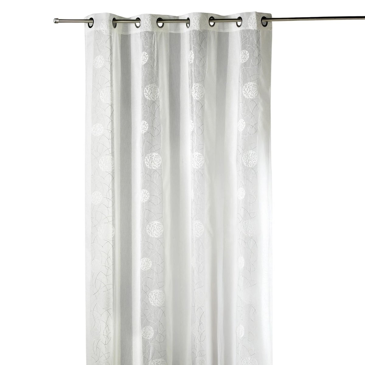 Voilage brodé en organza à motifs ronds ivoire, HOME MAISON