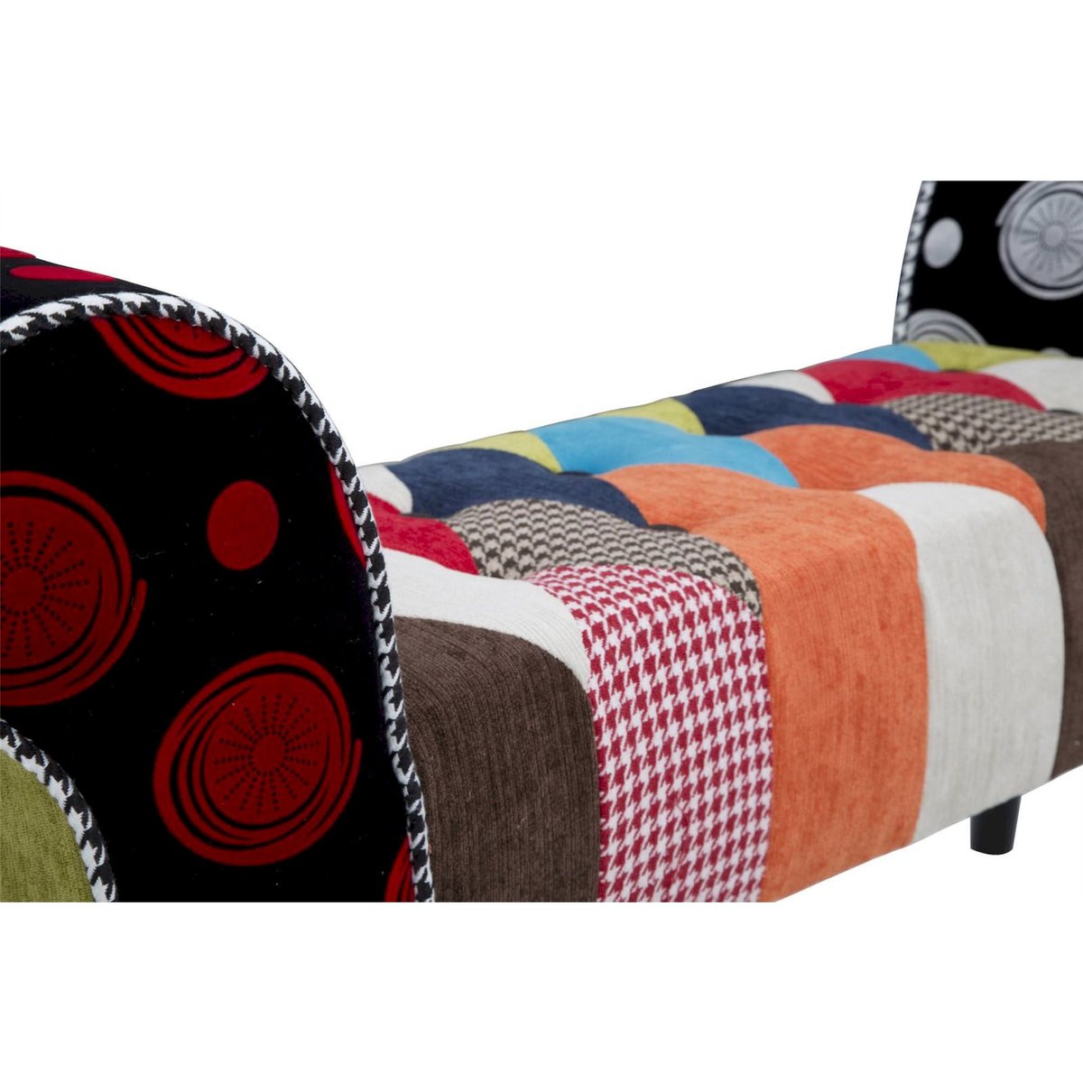 Banc capitonné patchwork pieds élancés INDUSTRIAL multicolore, RECOLLECTION