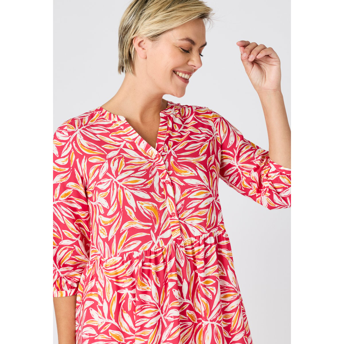 Robe à étages CLIMATYL blanc rose feuillage, DAMART