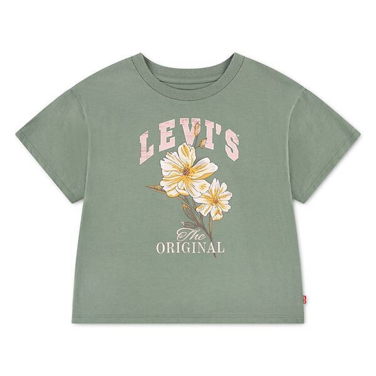 T-shirt manches courtes, coupe oversize, imprimé fleurs devant kaki, LEVI'S KIDS