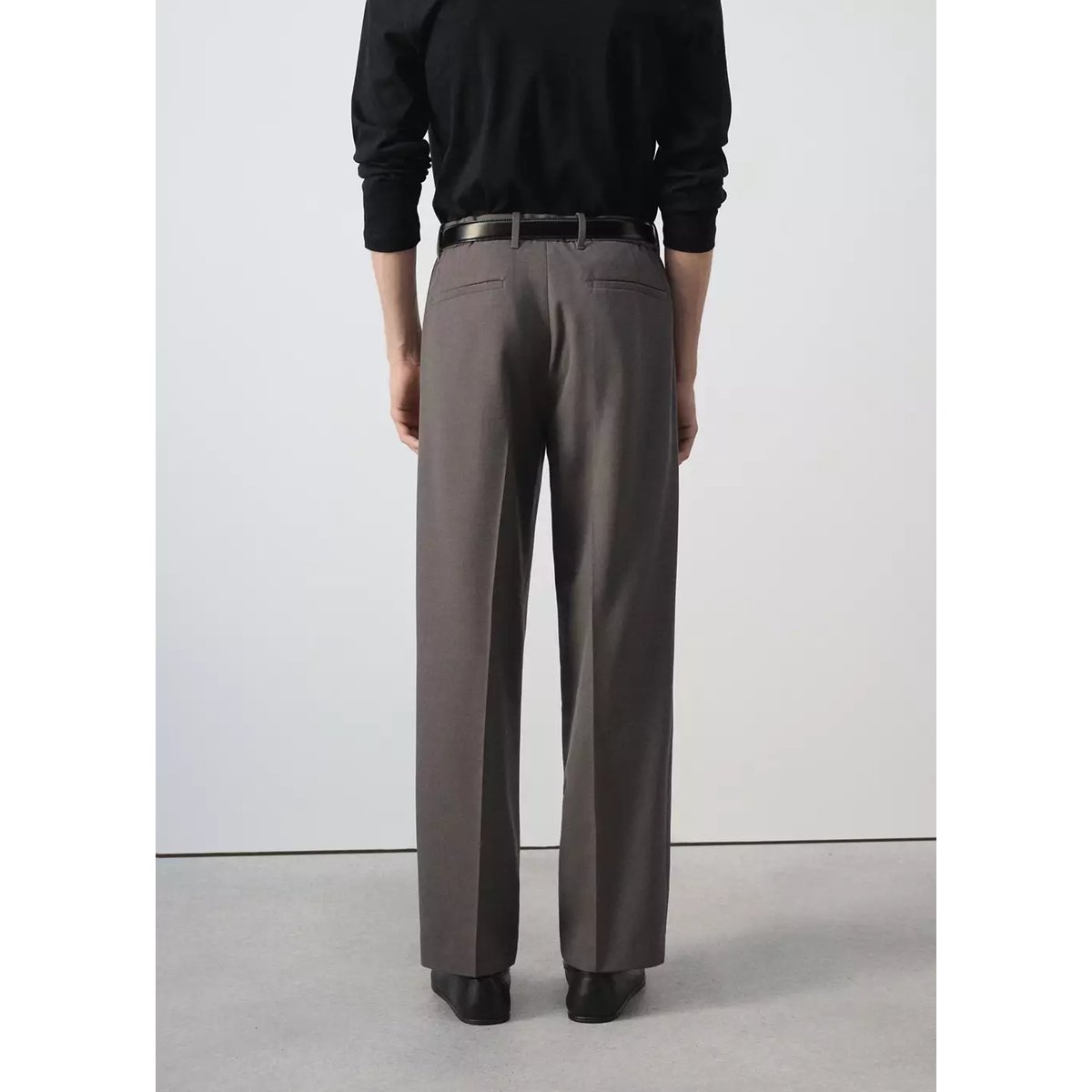 Pantalon relaxed-fit pinces marron moyen, MANGO MAN