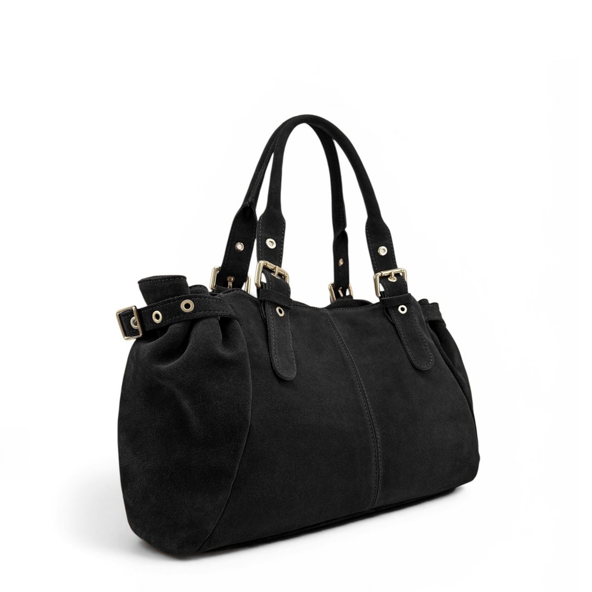 Sac bowling en croûte de cuir NEW PRINCESS SUEDE XL noir, OH MY BAG