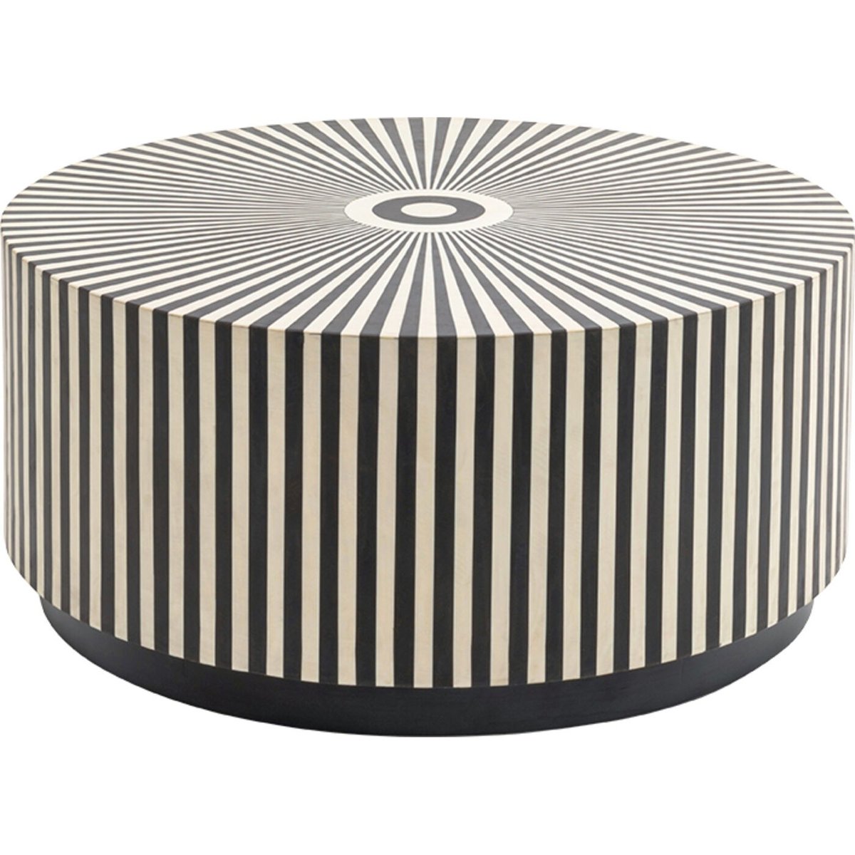 Table basse ronde en manguier, ELECTRA noir et blanc, KARE DESIGN