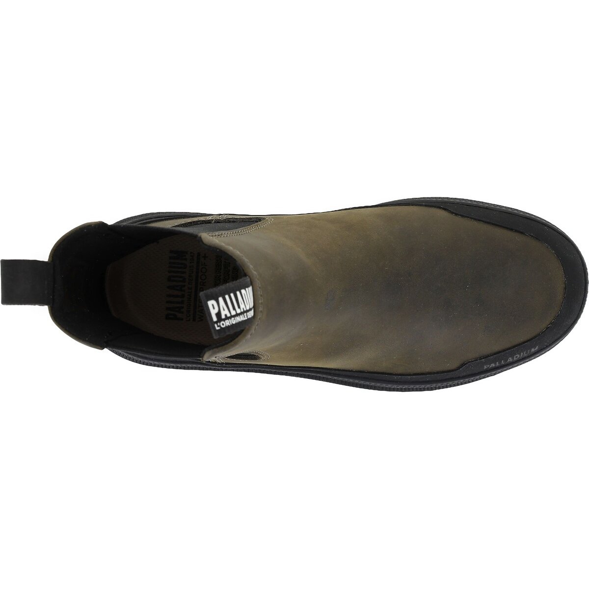 Bottines Trooper Chelsea Waterproof en cuir kaki, PALLADIUM