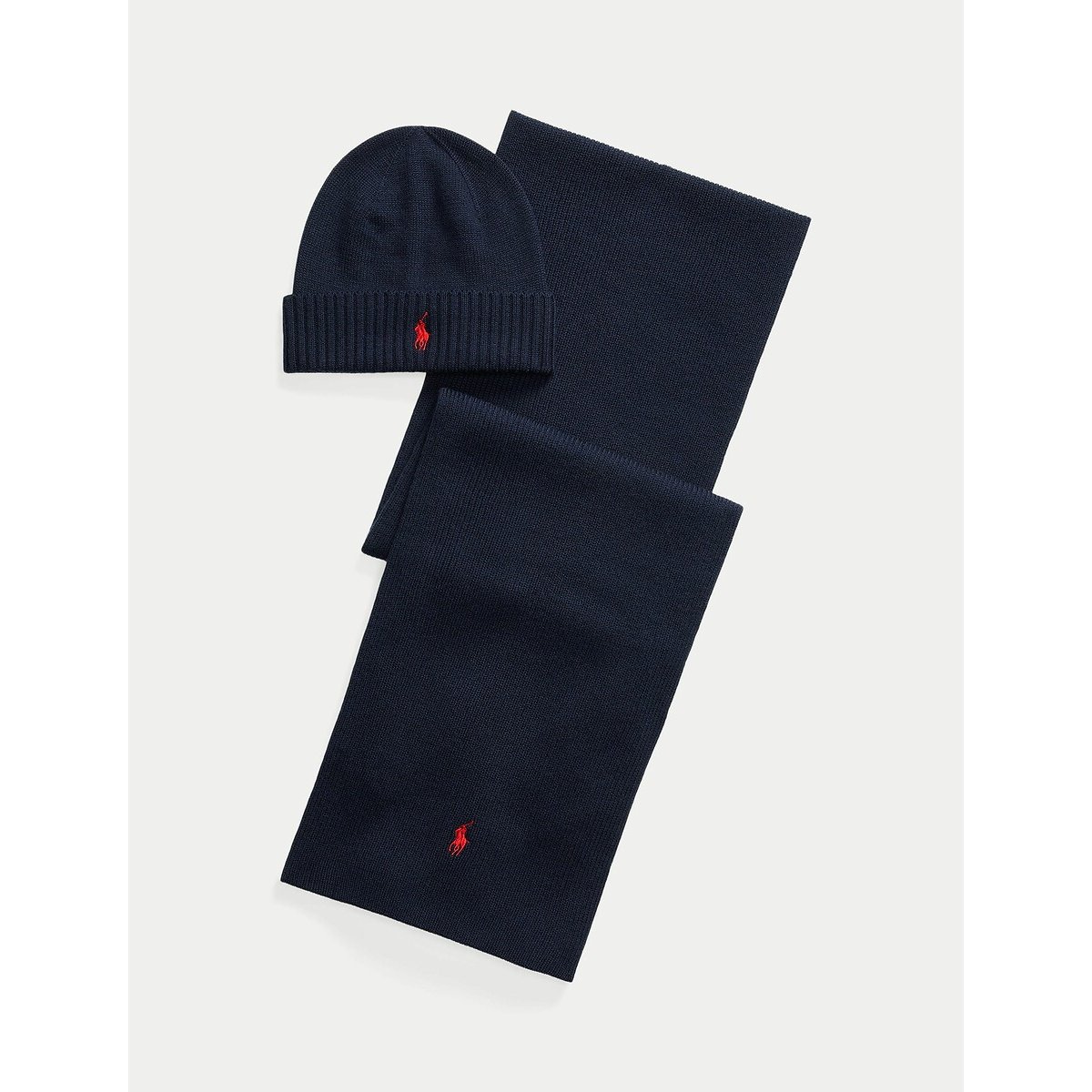 Geschenkset Mütze und Schal aus Merinowolle marine, POLO RALPH LAUREN