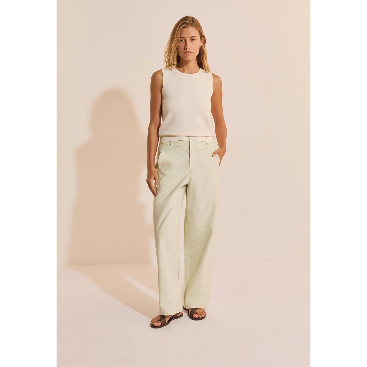 Pantalon barrel avec coton POLO vert clair, ETAM