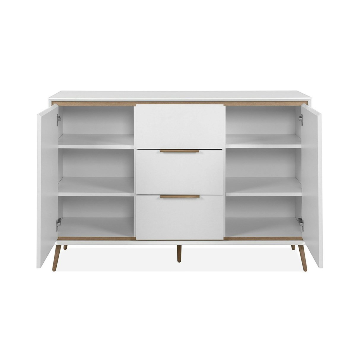 Buffet blanc moderne 2 portes 3 tiroirs AVIO blanc, PIER IMPORT