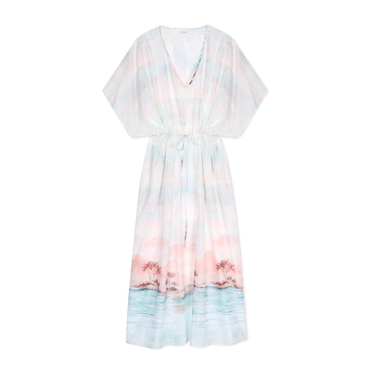 Kaftan en voile de coton SUNSET 240 multicolore, LE CHAT