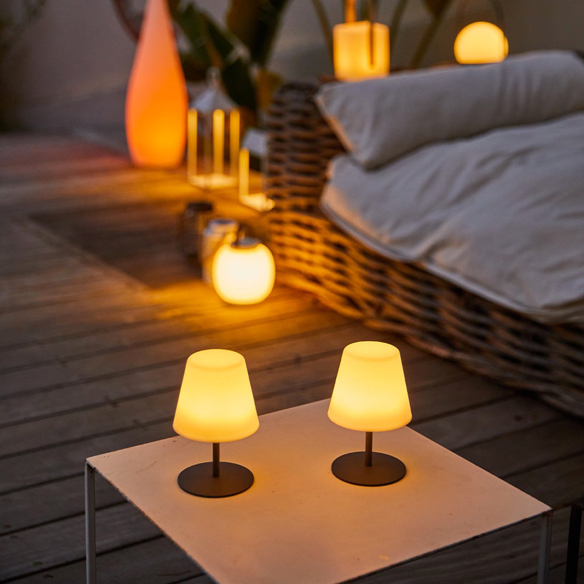 Lot de 4 Lampes de table sans fil LED 2x TWINS gris, LUMISKY