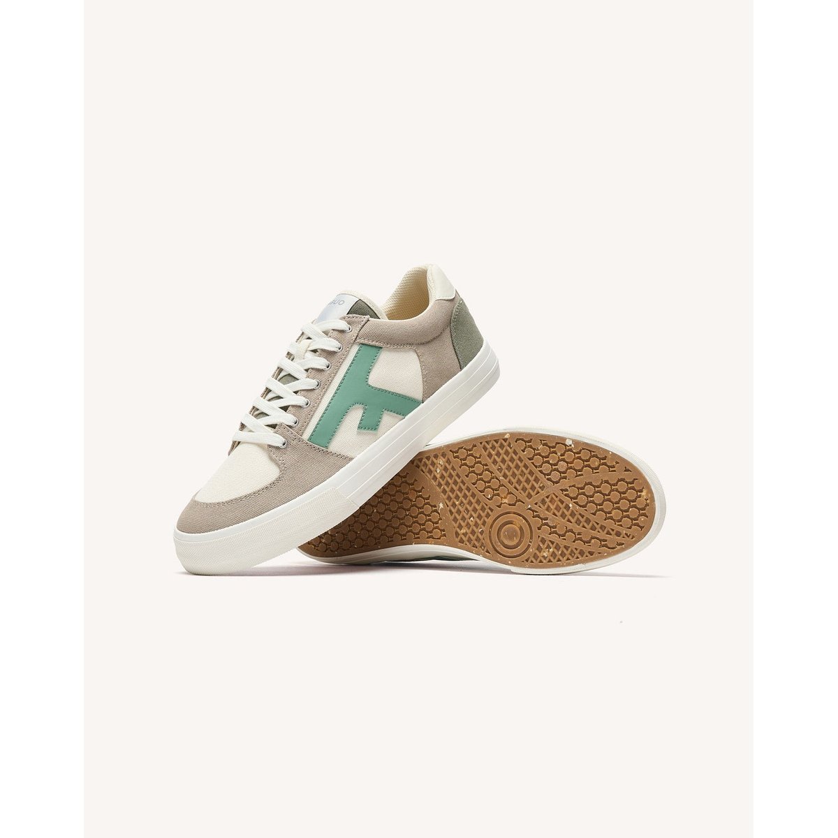 Tennis basses tissu WALNUT beige et bleu, FAGUO