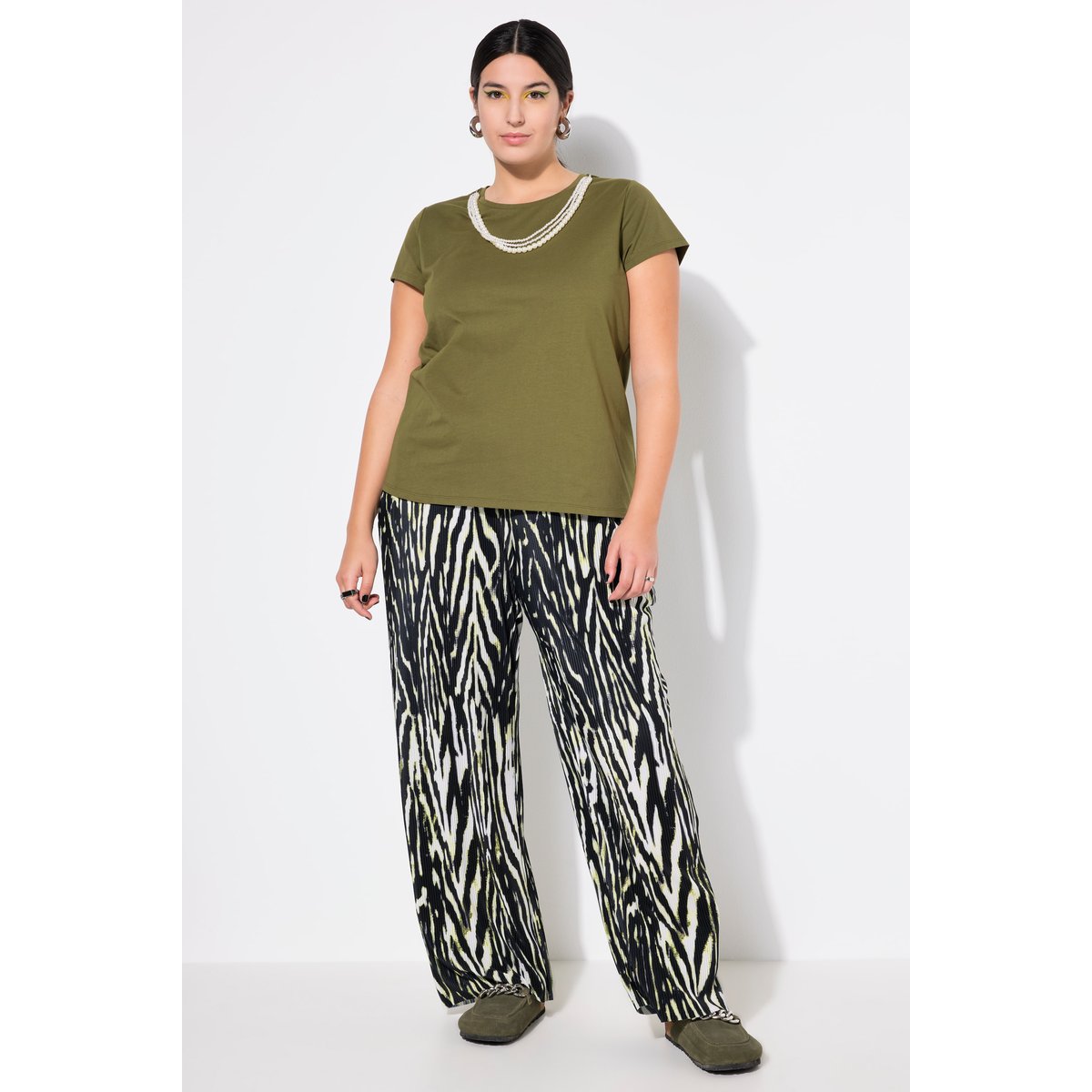 Pantalon plissé, imprimé animal noir, STUDIO UNTOLD
