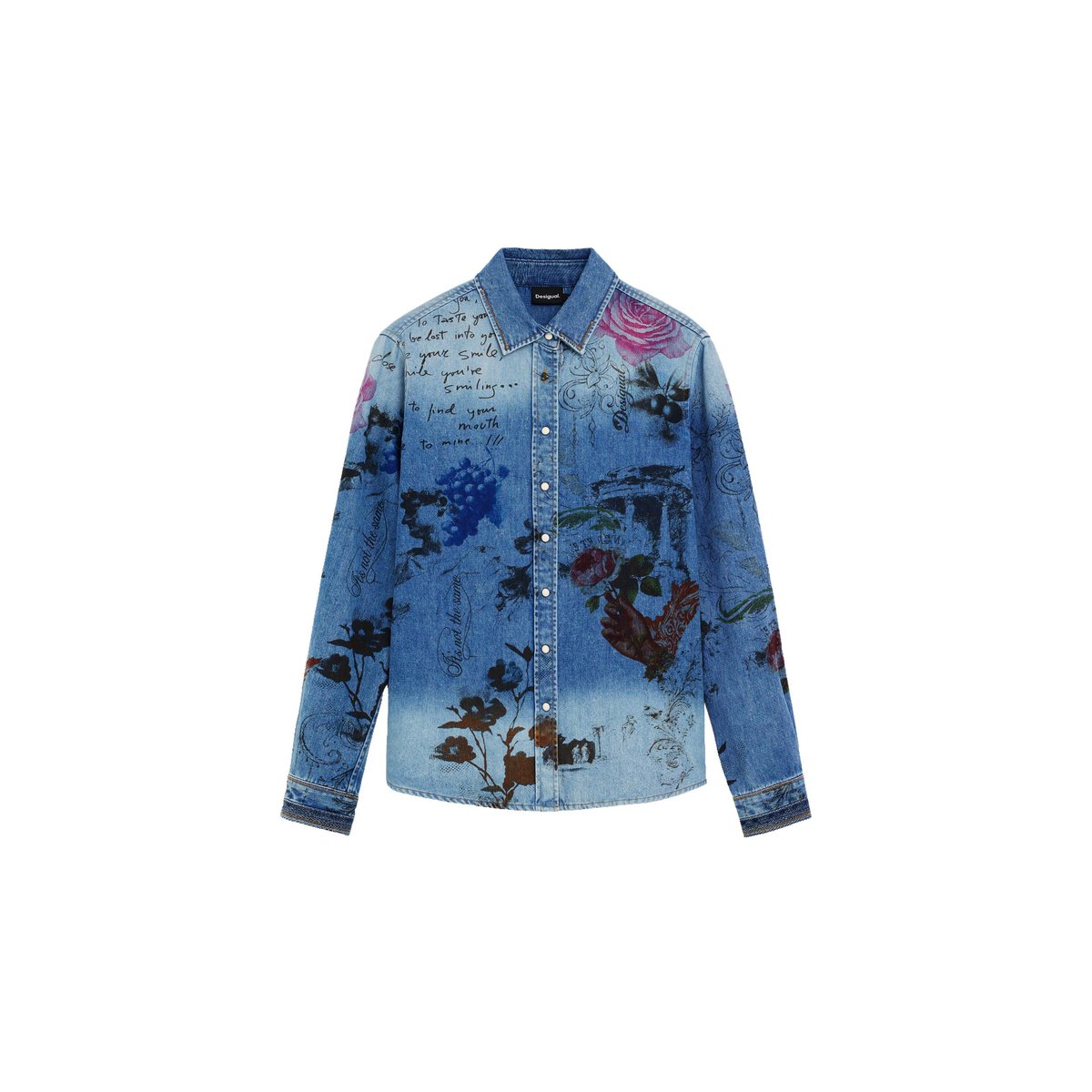 Chemise en denim imprimée bleu clair, DESIGUAL