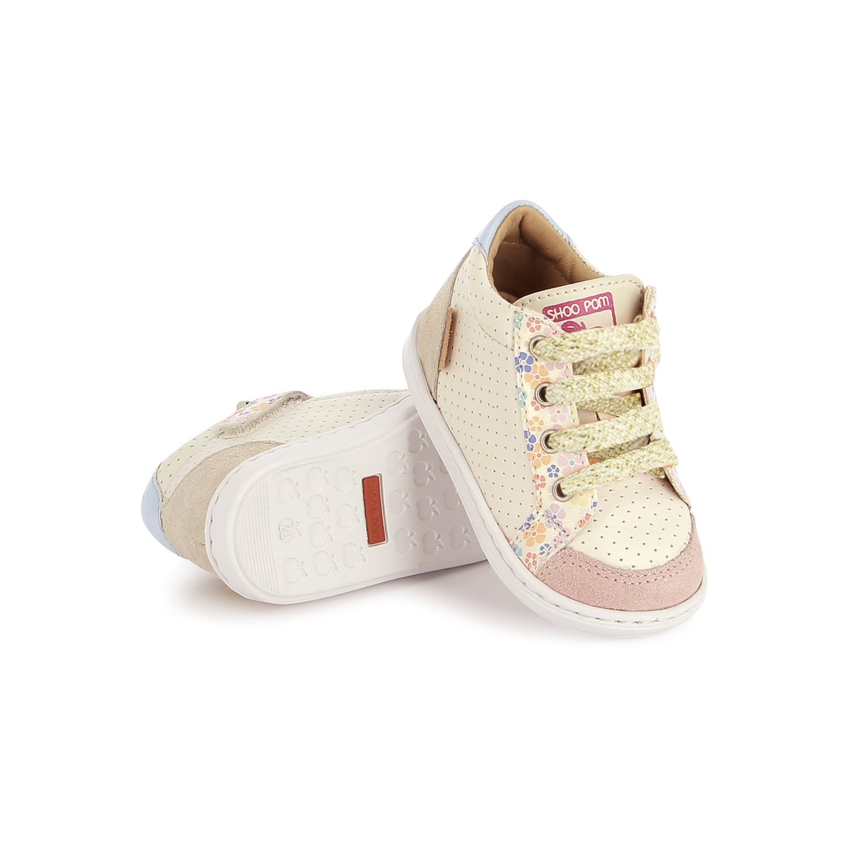 Baskets à lacets et à zip BOUBA ZIP BOX blanc rose, SHOO POM