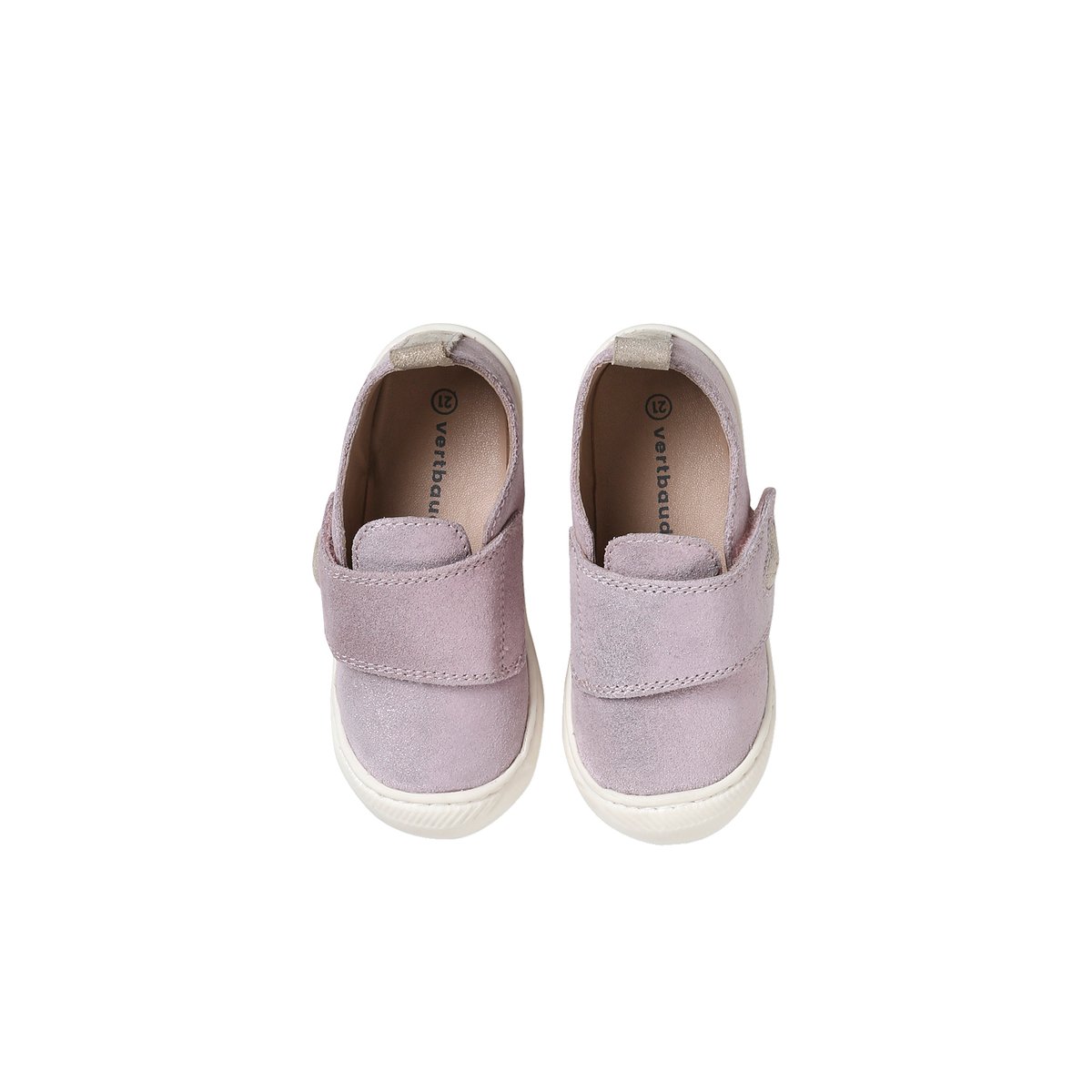 Chaussons scratchés bébé en cuir souple rose, VERTBAUDET