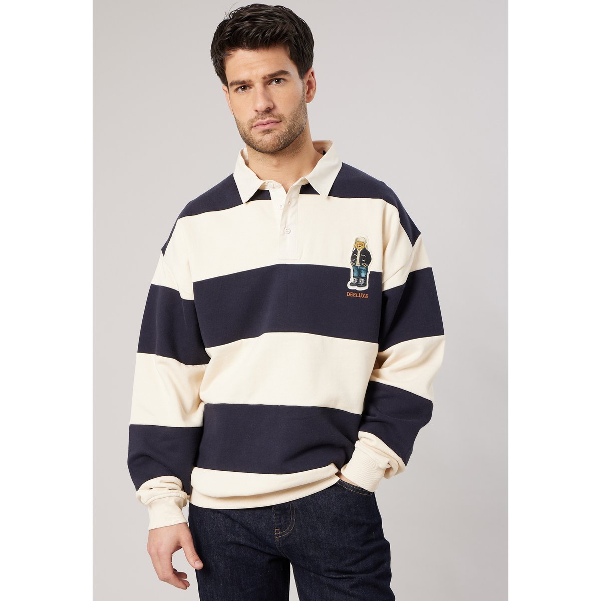 Polo loose homme en 100% coton PRINCETON ivory, DEELUXE