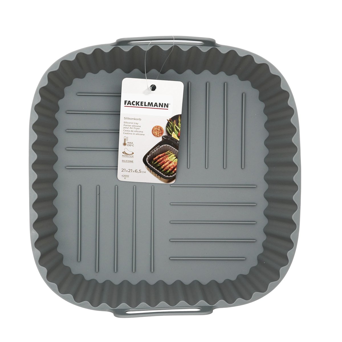 Panier carré en silicone pour AIR FRYER gris, FACKELMANN