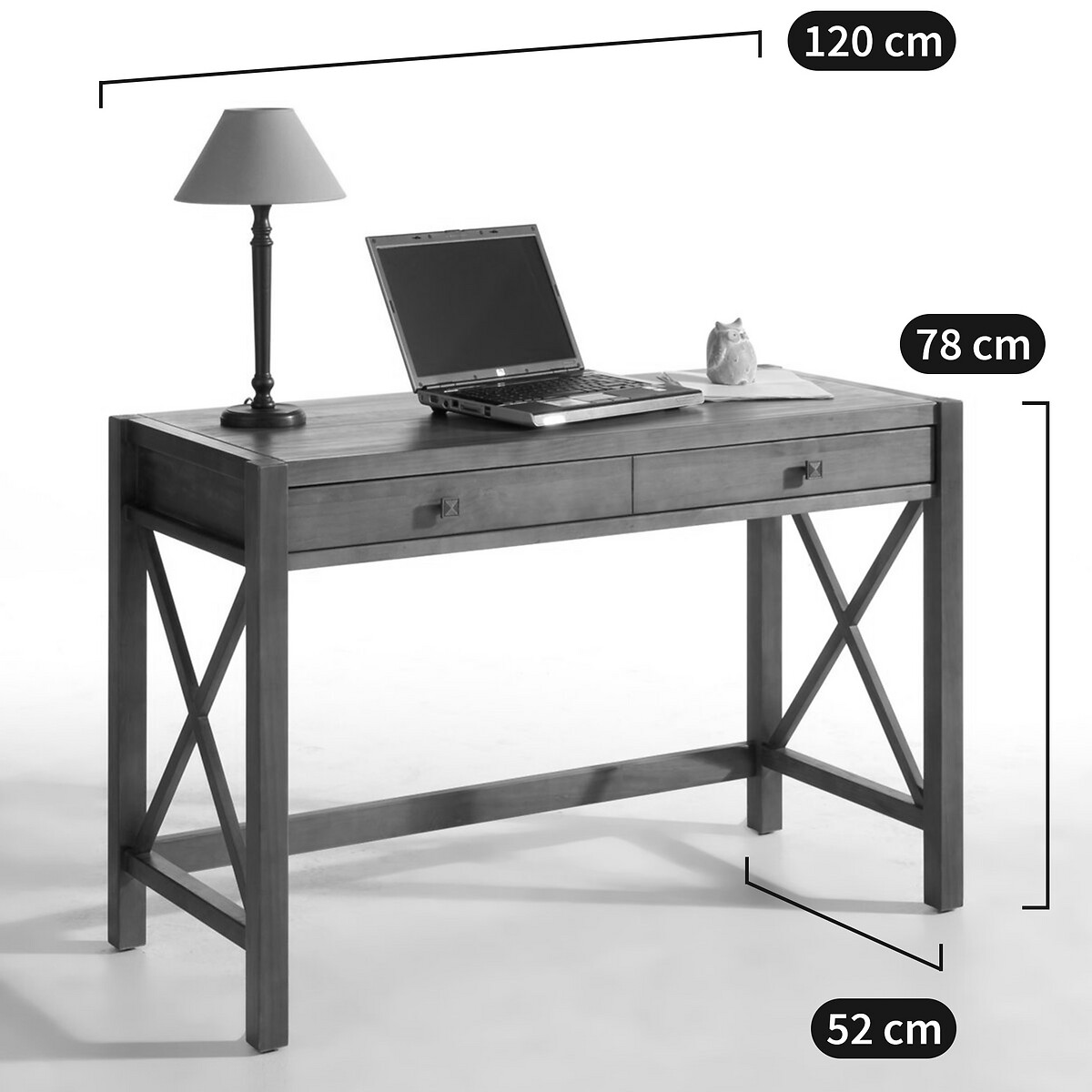 Scrivania pino massello, Derry legno chiaro teck, SO'HOME
