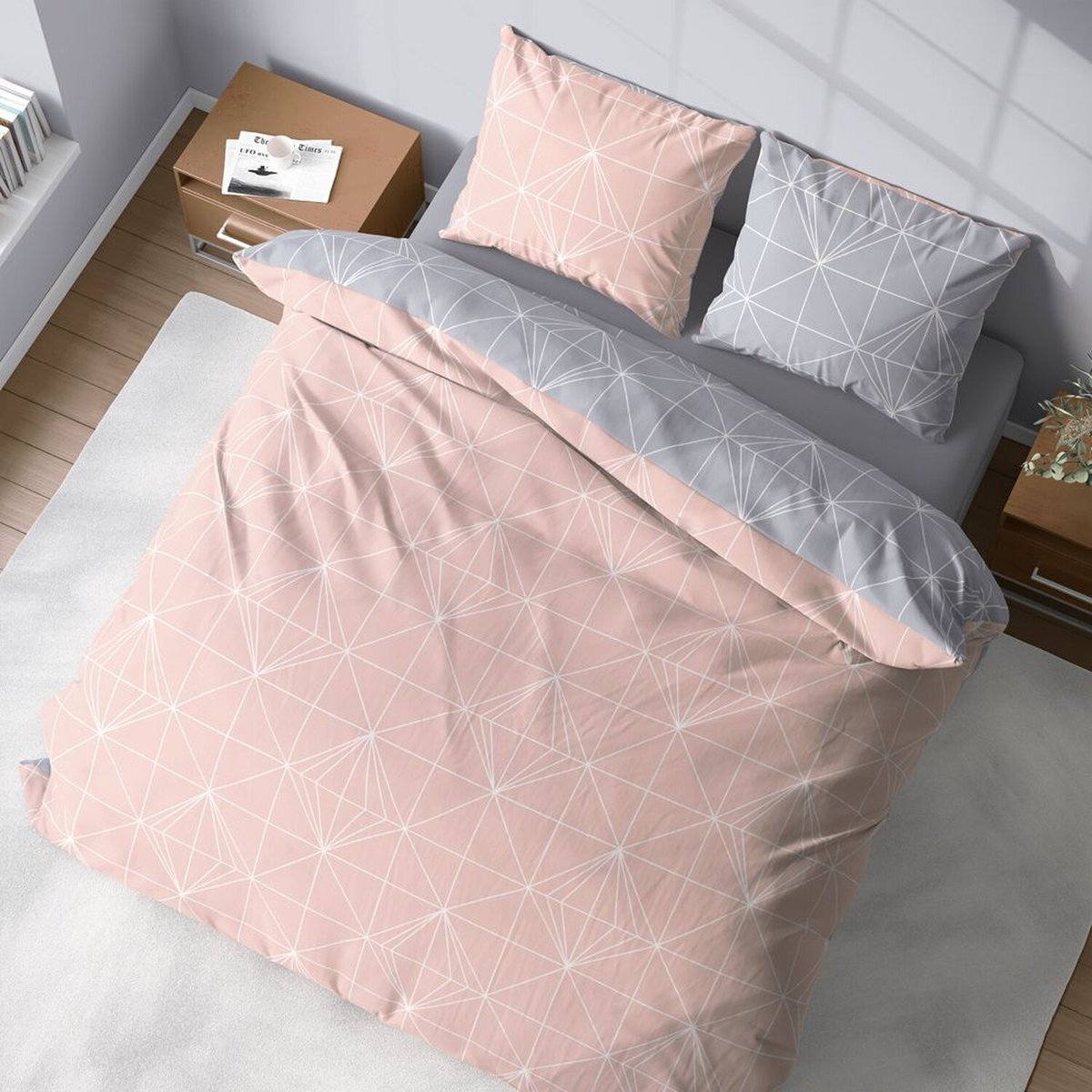 Parure housse de couette coton, Shyne gris, C DESIGN HOME TEXTILE