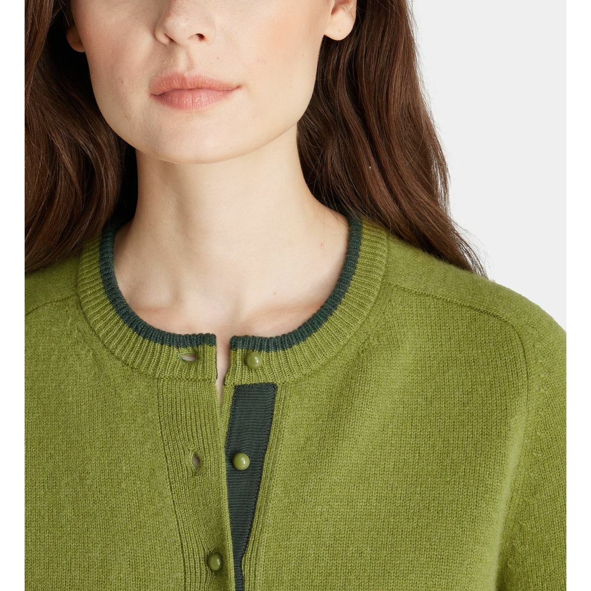 Cardigan droit court dali en laine vert gazon, GALERIES LAFAYETTE