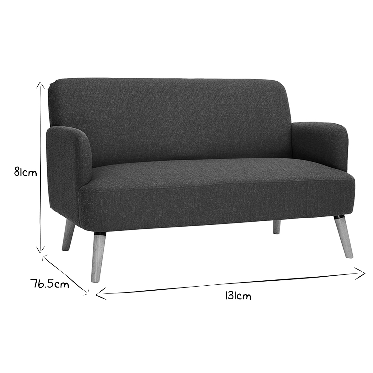 Canapé scandinave 2 places pieds bois clair ISKO bleu canard, MILIBOO