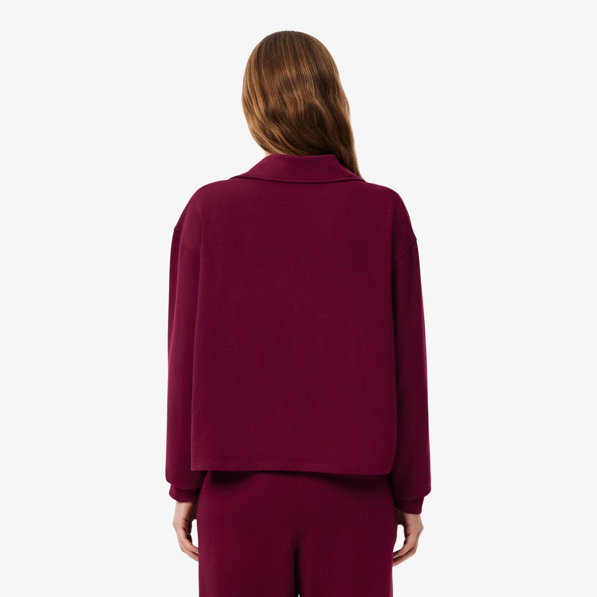 Sweatshirt d'intérieur col polo molleton rouge-drd, LACOSTE