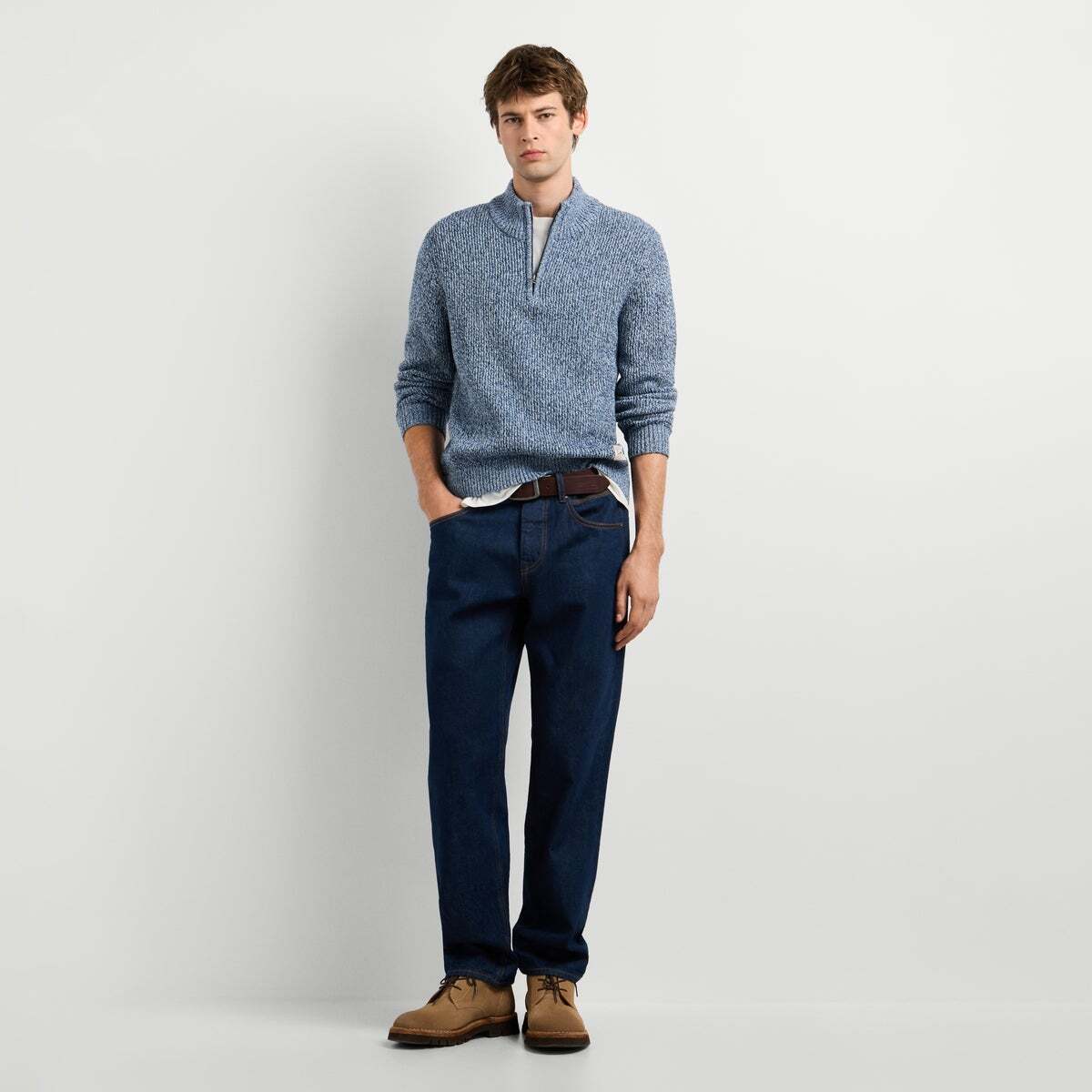 Pull À Col Montant Coupe Regular En Maille bleu dulwich, PEPE JEANS