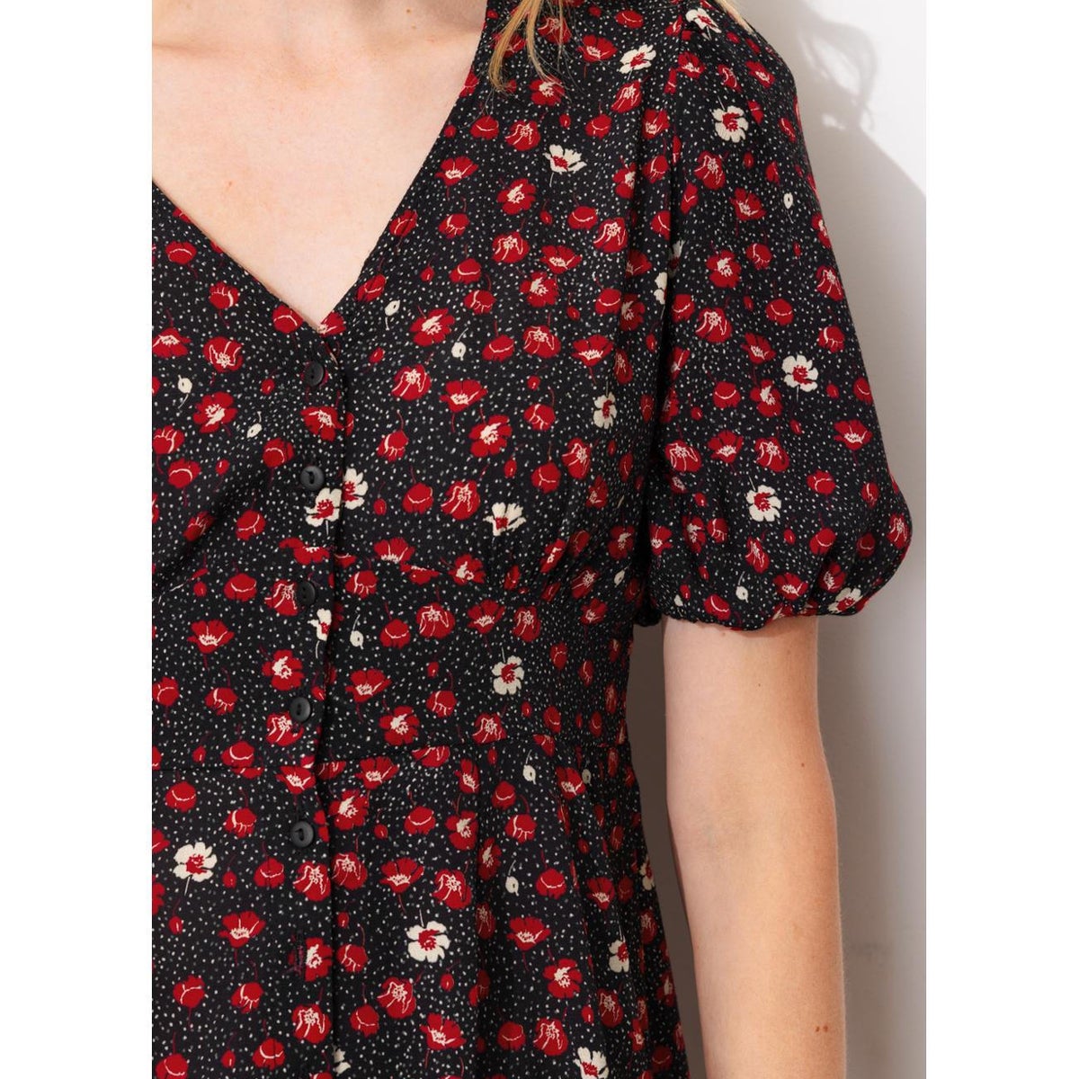 Robe courte imprimée imprimé noir, PROMOD