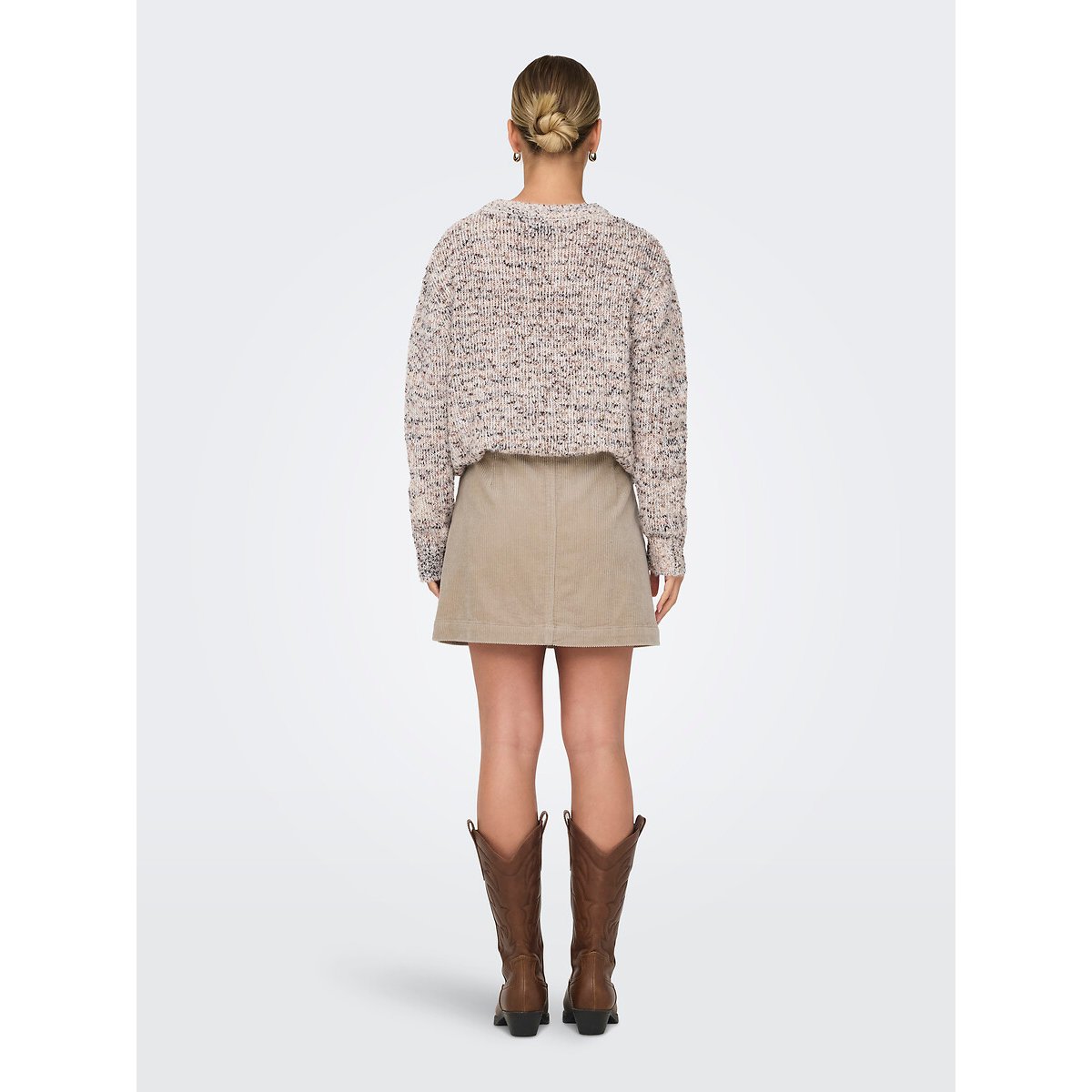 Jupe en velours, taille haute nude, ONLY