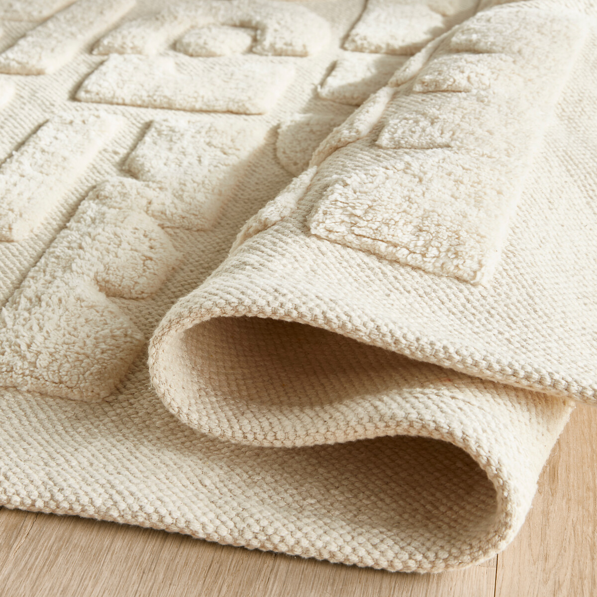 Tapis enfant motif géométrique coton bio, Podotak ecru, AM.PM