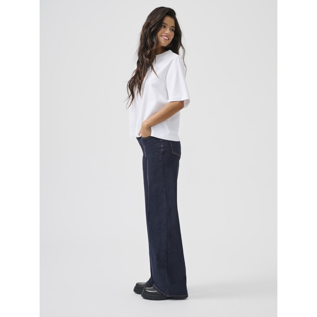 Jean À Jambe Large dark blue denim, ONLY