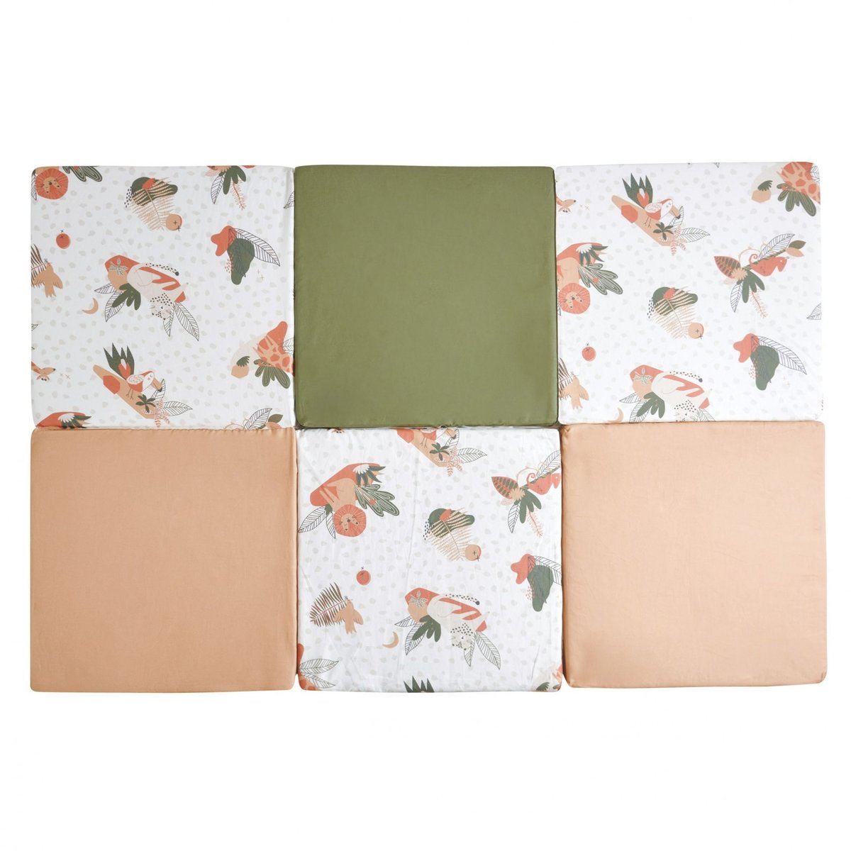 Maxi tapis malin Amazonie orange, vert, blanc, TINEO