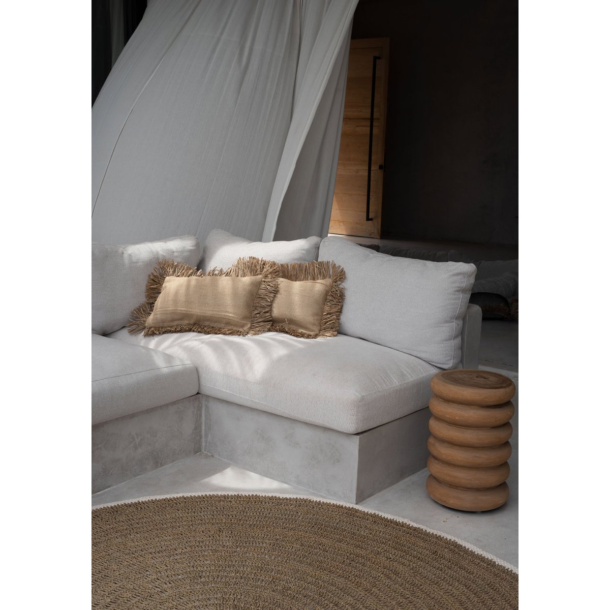 Tabouret en suar UMIKO beige, BAZAR BIZAR