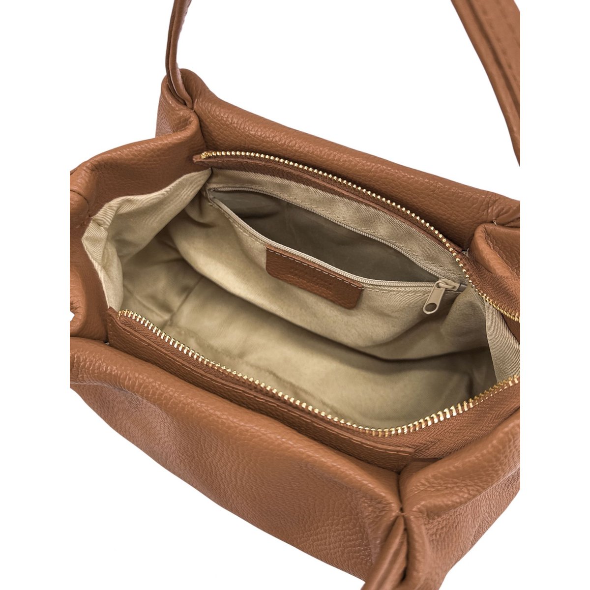 Sac à main en cuir grainé italien BUBBLE cognac, OH MY BAG