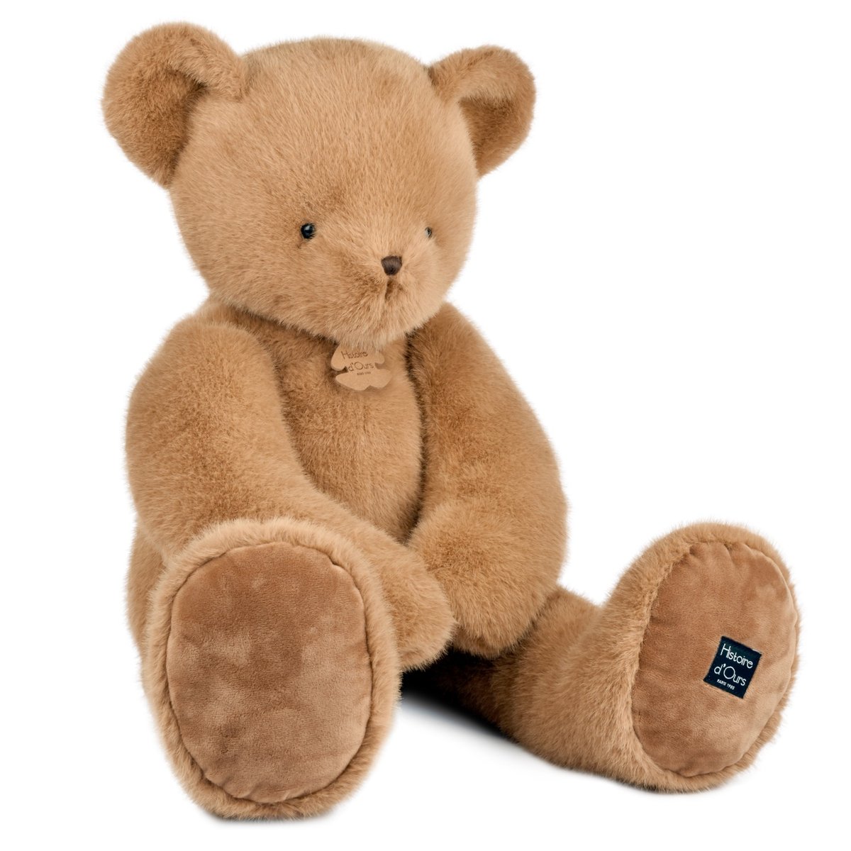 Ours en peluche CLEMENTIN 80 cm praline cacahuète, HISTOIRE D'OURS