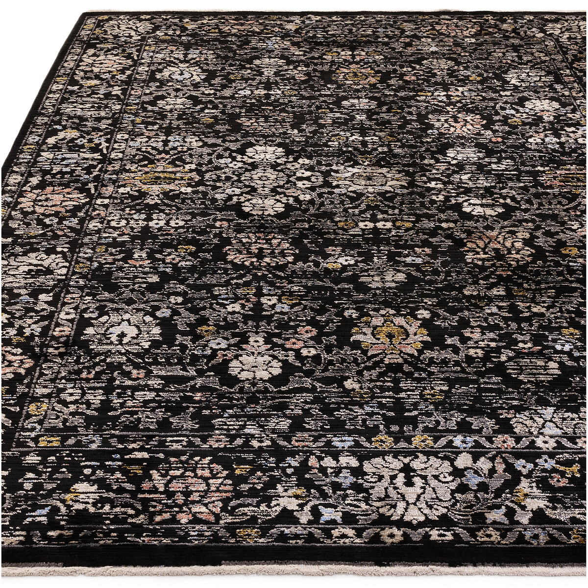 Dark Vintage Floral Rug black, ÉDITÉ