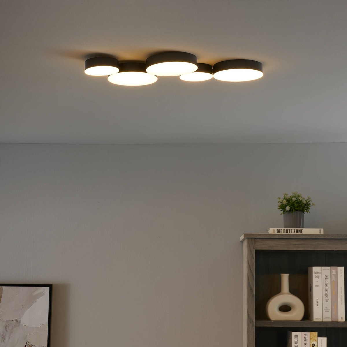 Plafonnier ou applique à 5 cercles - SKAVI noir, KOSILUM